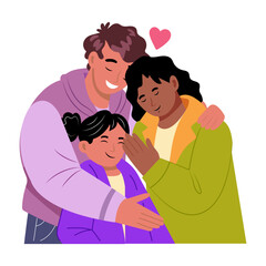 A flat style illustration showing parenthood
