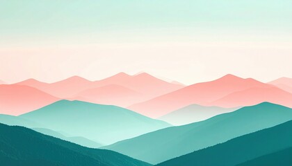 Fototapeta premium Serene mountain landscape nature digital art tranquil environment aerial perspective peaceful concept for relaxation