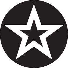 Obraz premium White Star Icon in Black Circle – Bold Vector Silhouette Design
