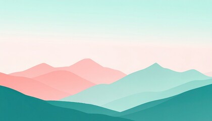 Serene mountain landscape tranquil nature scene art soft pastel colors aerial view calming visuals for relaxation and meditation