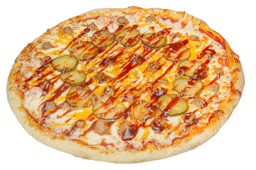 Pizza isolated on a white background with clipping path. Top view.