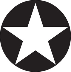 White Star Icon in Black Circle – Bold Vector Silhouette Design