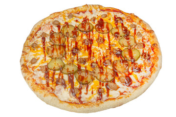 Pizza isolated on a white background with clipping path. Top view.