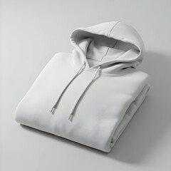 Blank white hoodie mockup folded on a neutral background apparel design template casual wear fashion sweatshirt merchandise