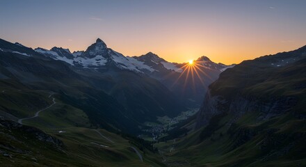 Mountain Peak Sunset View