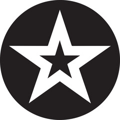 Fototapeta premium White Star Icon in Black Circle – Bold Vector Silhouette Design