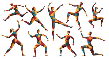 Geometric Figures in Motion Abstract Art of Dynamic Human Forms