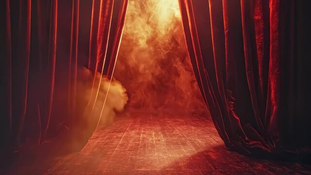 Red velvet stage curtains