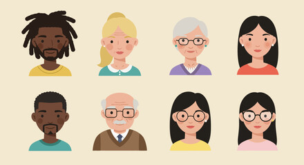 Diverse Faces A Collection of Four Unique Character Portraits