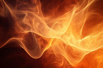 Fototapeta premium Fiery abstract art golden orange swirling smoke dynamic energy intense heat flowing textures warm tones fiery background