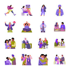 Collection of Flat Style Diversity Illustrations 

