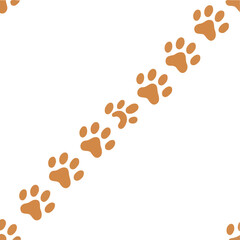 Paw vector foot trail print of cat. Dog, puppy silhouette animal diagonal tracks for t-shirts, backgrounds, patterns, websites, showcases design, greeting cards, child prints and etc.