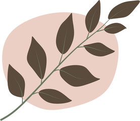 Abstract Botanical Boho Composition with Organic Shapes and Mid Century Modern Foliage Design