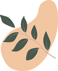 Abstract Botanical Boho Composition with Organic Shapes and Mid Century Modern Foliage Design