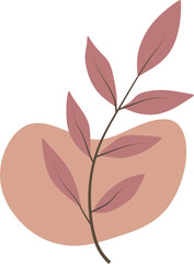 Abstract Botanical Boho Composition with Organic Shapes and Mid Century Modern Foliage Design