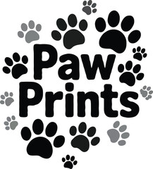 Paw vector foot trail print of cat. Dog, puppy silhouette animal diagonal tracks for t-shirts, backgrounds, patterns, websites, showcases design, greeting cards, child prints and etc.