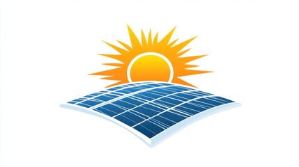 Solar panel logo, sun on panel, eco friendly energy