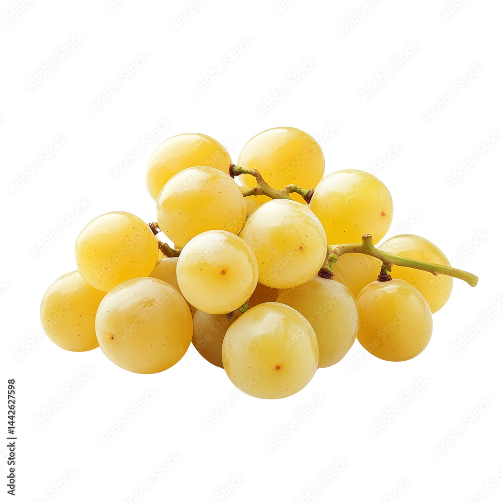 Poster Golden grape cluster on isolated transparent backdrop, a refreshing and delectable natural refreshment