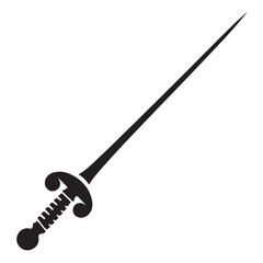 Artistic Rapier silhouette, beautifully designed for duels – Rapier illustration – Minimalist Rapier vector – Weapon silhouette


