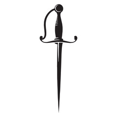 Elegant Rapier silhouette, a weapon of choice for nobility – Rapier illustration – Minimalist Rapier vector – Weapon silhouette

