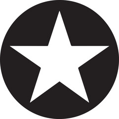 Obraz premium White Star Icon in Black Circle – Bold Vector Silhouette Design