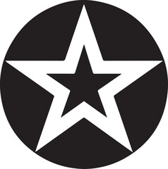 Obraz premium White Star Icon in Black Circle – Bold Vector Silhouette Design