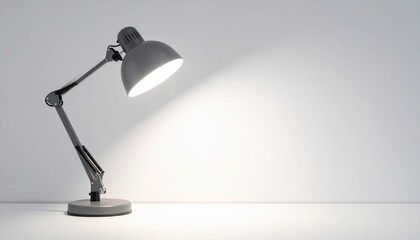 Illuminated desk lamp casting soft light on minimalistic surface modern office environment high-quality image creative concept