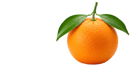 Fresh whole orange with green leaves isolated on white or transparent background png. Perfect for healthy food, citrus, juice, tropical fruit, and organic product designs.