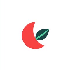 Obraz premium Simple crescent moon with leaf, abstract design, for app icon or logo