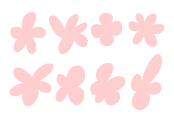 Playful Hand Drawn Abstract Floral Shape. A collection of 8 playful hand drawn abstract floral shapes with organic soft petals, perfect for modern, trendy, and creative designs.