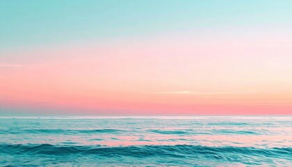 Serene sunset over calm ocean waves coastal location nature photography tranquil environment wide angle view peaceful concept for relaxation