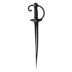 Historical Sabre silhouette, iconic weapon of the past – Sabre illustration – Minimalist Sabre vector – Weapon silhouette

