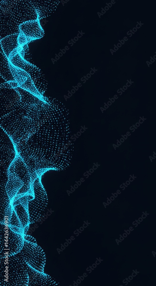 Poster abstract cyan particle wave digital art design background image