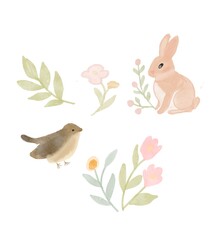 rabbit and flowers