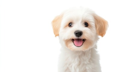 Obraz premium Happy, young, white dog with a slight tan