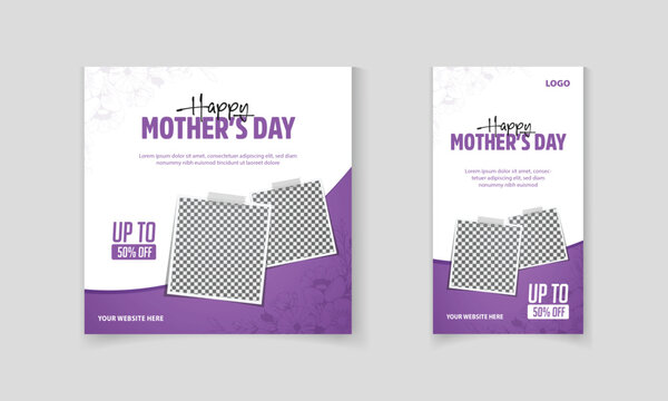 Happy Mother's Day promotional banner, discount offer, sale offer, social media post template design