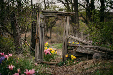 Wooden gate in the garden