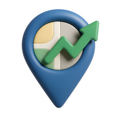 "Map Pin Icon with Upward Arrow - Concept of Growth and Navigation". transparent backgrounds. 