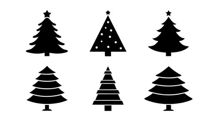 Obraz premium set of xmas tree silhouette vector on tranparent background