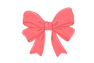 Coquette bow flat drawing isolated on white, vector illustration