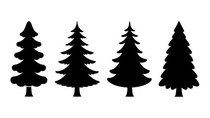 Obraz premium set of xmas tree silhouette vector on tranparent background