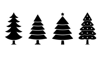 Obraz premium set of xmas tree silhouette vector on tranparent background