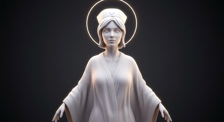 3D figure of nurse in glowing robes with halo effect