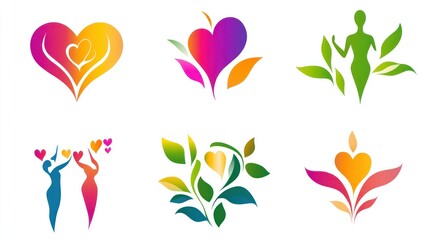 Fototapeta premium Colorful woman and heart icons