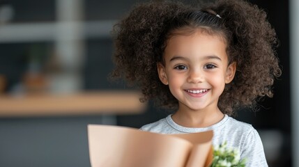 Smiling girl holding flowers