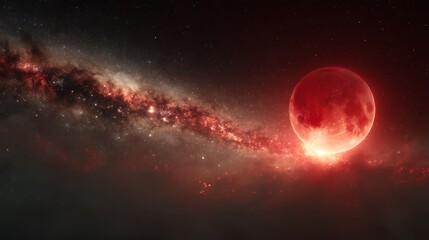 Obraz premium Blood moon over galaxy