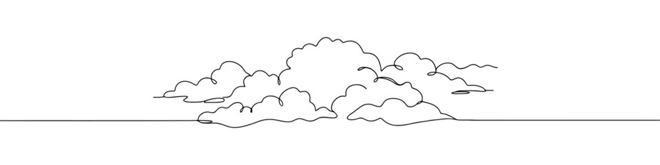 Cloud continuous one line drawing. Clouds in the sky.