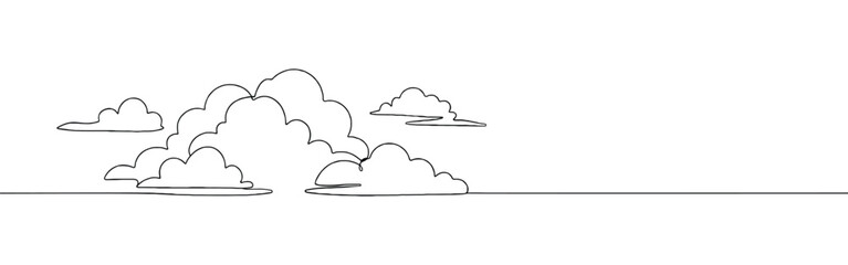Cloud continuous one line drawing. Clouds in the sky.