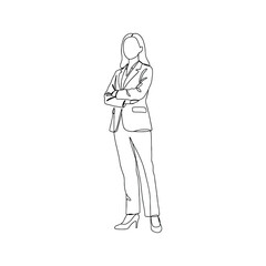 Business woman continuous one line drawing. Woman presenting.