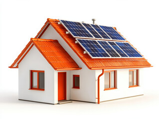 Eco friendly house with solar panels on roof